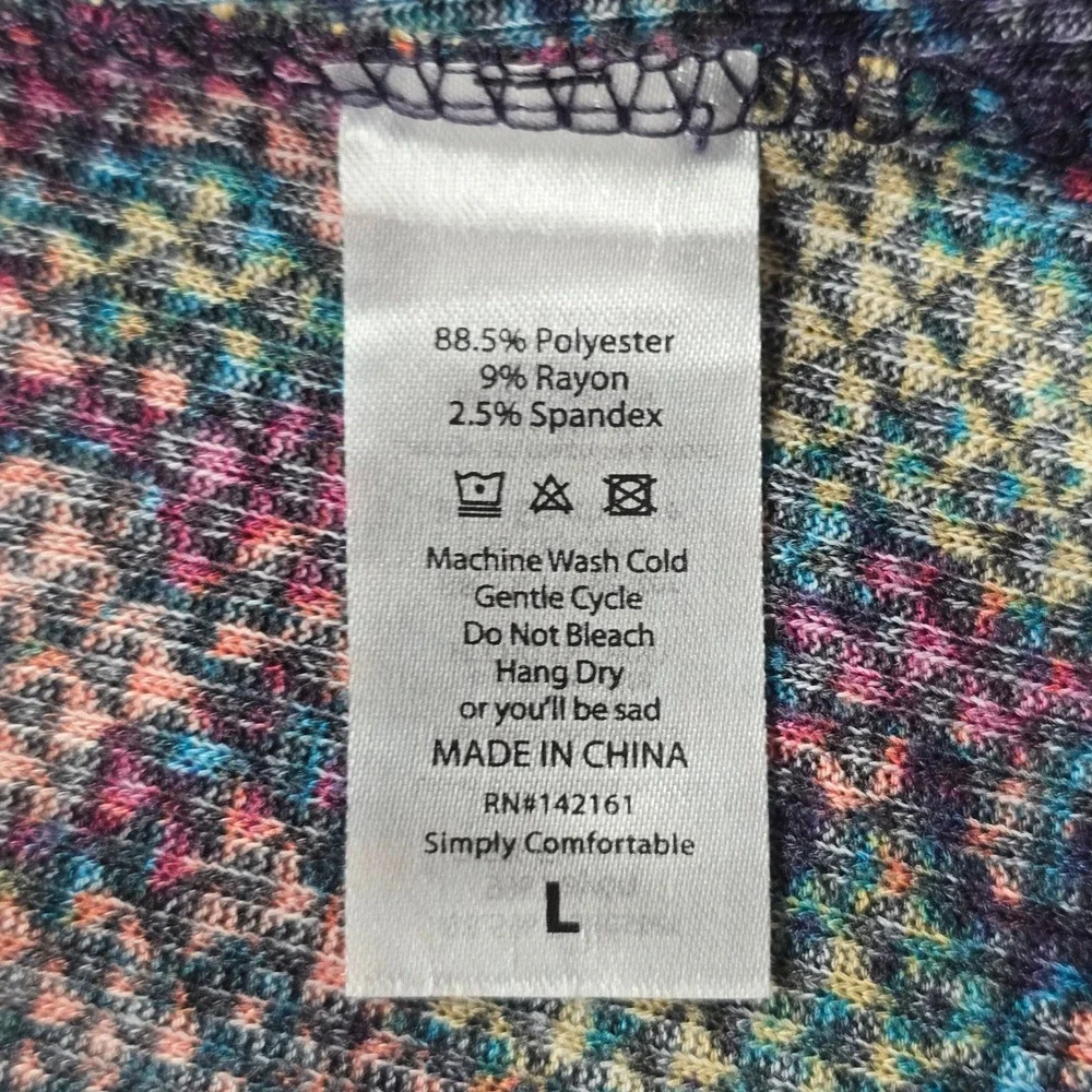 LuLaRoe Sarah Cardigan Large Open Front Duster Geometric Ribbed Knit Pockets